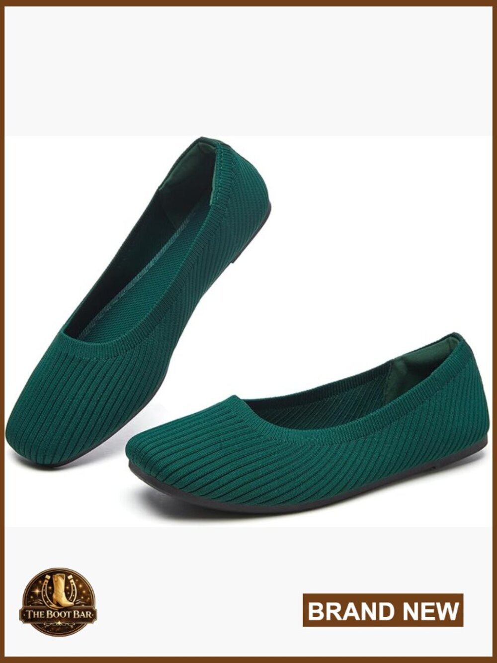 Square Toe Ballet Flats, Knit Slip On Shoes, Comfortable Dress Flats for Office